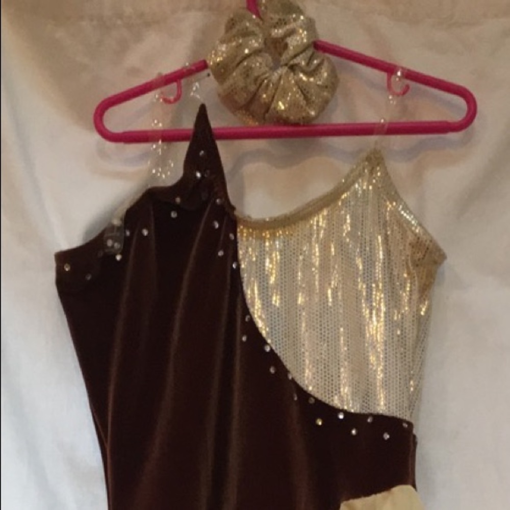 Velvet brown and cream dance costume